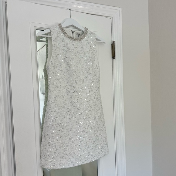 Alice + Olivia White Sequin Mini Dress - Picture 1 of 7